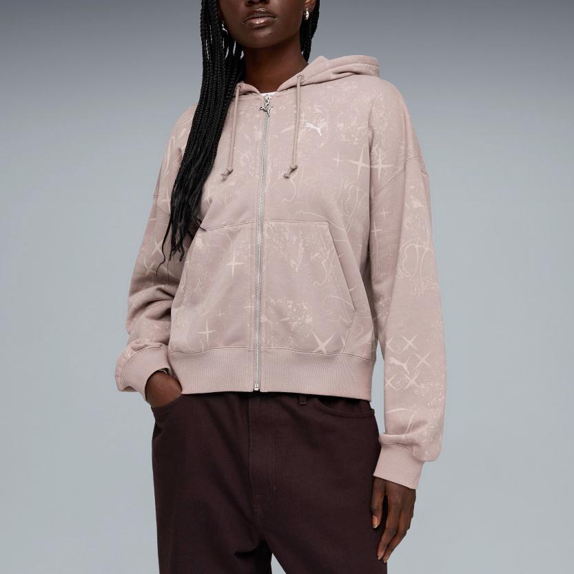 Puma Glam FW25 Street AOP Fleece Loose Fit Full Print Zip-Up Hooded Long Sleeve Jacket Women Jackets 637064-88