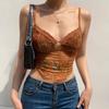Canottiera in Pizzo Stampato Retro con Imbottiture sul Seno - Top Corto Snellente Hot Girl