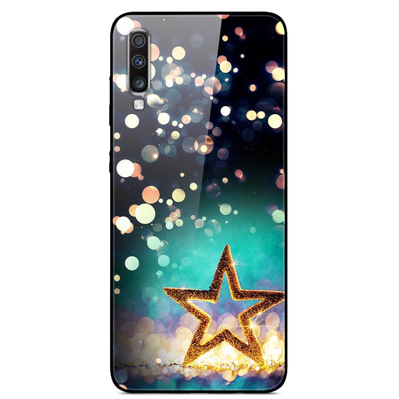 For Samsung A70 Case Cute Pattern Tempered Glass Back Hard Cover Case For Samsung Galaxy A70 Phone Cases Coque A70S A 70 Fundas