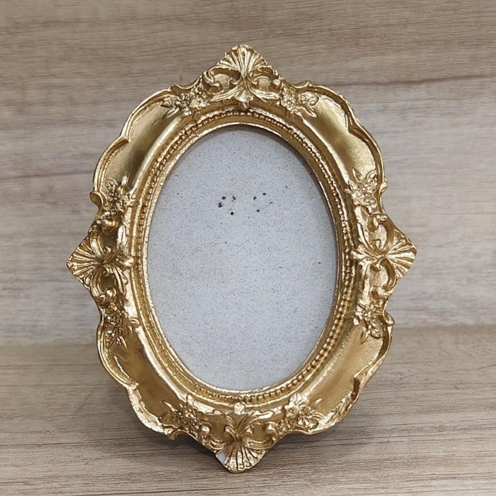 DIY Display Vintage Picture Frame Can Be Placed Resin Gold Antique Frame 10CM Mini Size Baroque Decor Frame Desktop Decoration