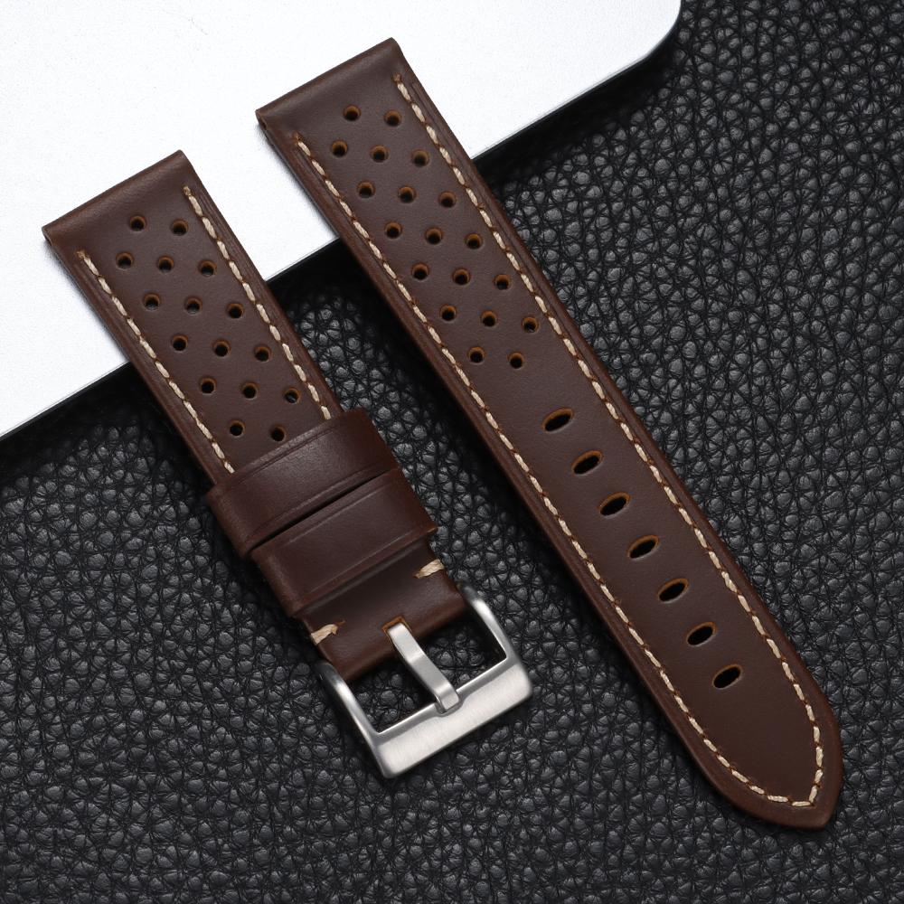 Handmade Cowhide Breathable Leather Watch Band 18mm 20mm 22mm 24mm Straps for Seiko for Omega Men's Strap Watchband Accessories