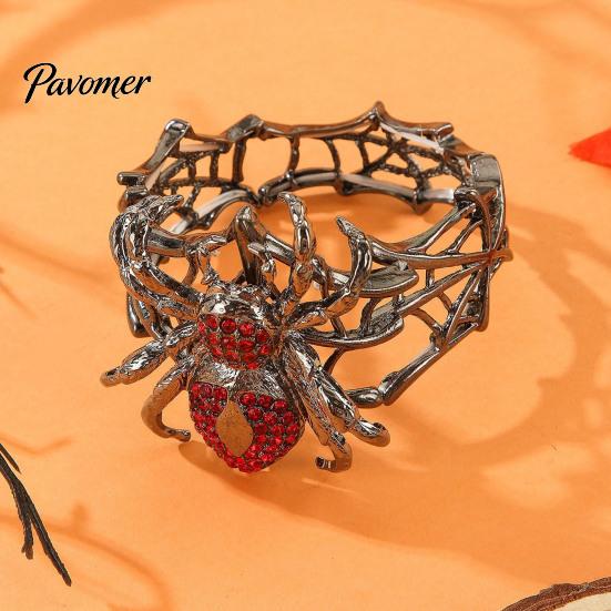 Personalized Daily Accessory Vintage Rhinestone Spider Bracelet, Gothic Punk Adjustable Stretch Bangle Creative Shape for Men Women, Mysterious