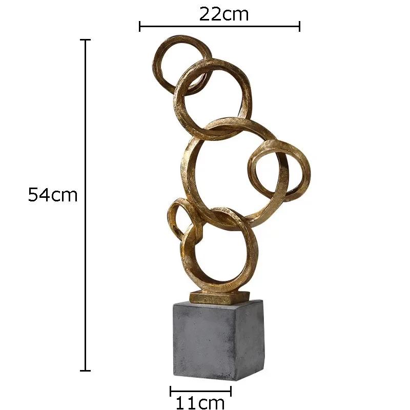Nested Golden Ring Geometric Abstract Circular Statue Resin Crafts Sculpture Desk Decoration Ornaments Room Aesthetics Decor