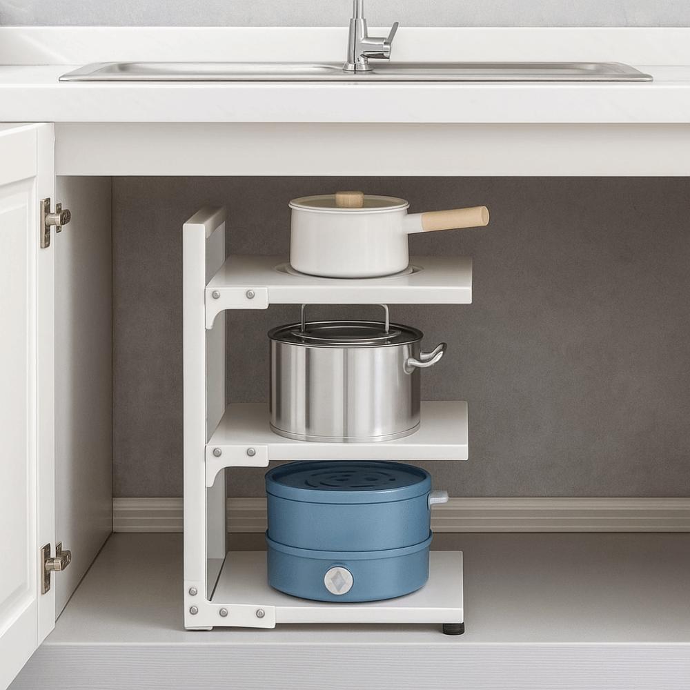 Adjustable Cabinet Layered Pot Rack Free Layering Pot Storage Rack Sink Storage Organizer  for Home