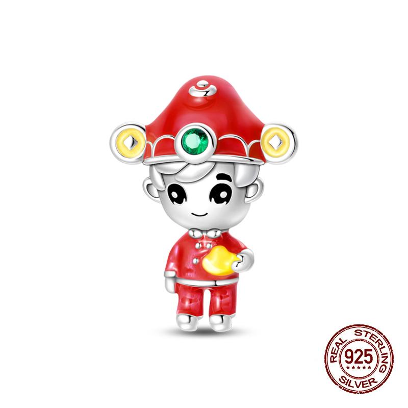 925 Silver Lantern Chinese Knot Charms New Year's Traditional Beads Fit 3mm 925 Exquisite Bracelets Fashion DIY Jewelry Gifts