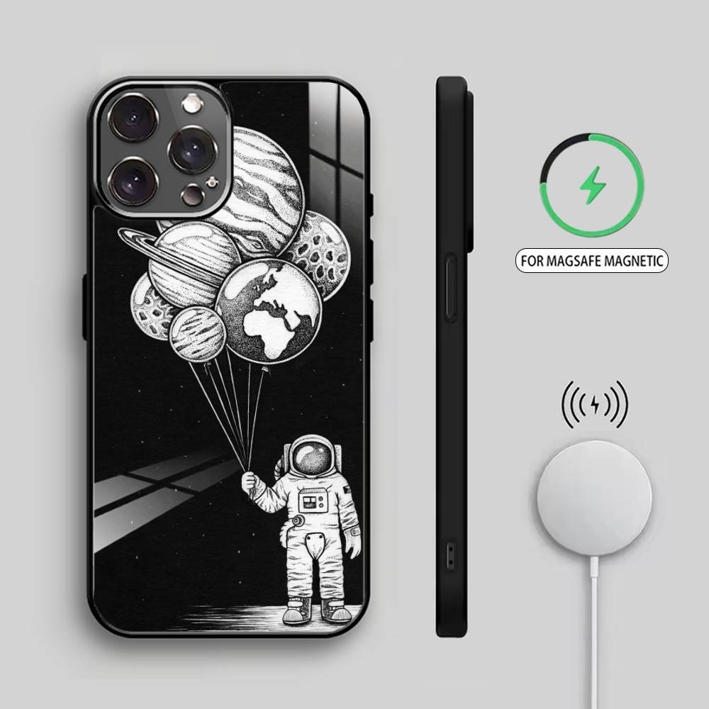 A-Astronaut in Space Phone Case For iPhone17,16,15,14,13,12,11 Plus,Pro Max Magnetic For Magsafe Wireless Charging