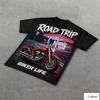 Oversized Black Cotton TShirt with Bold Road Trip Biker Graphic Unisex Streetwear Tee for Unisex and Women