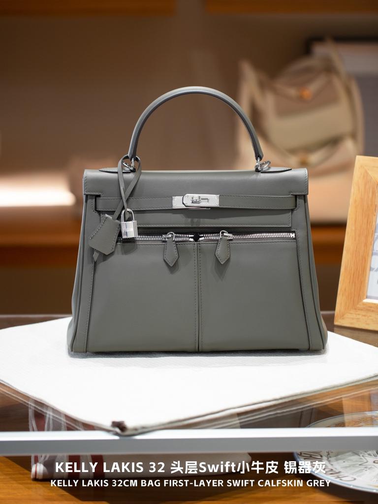 Lakis 32-head Layer Swift Leather Small Crowd Design High-end Sense Wide Shoulder With Handbag