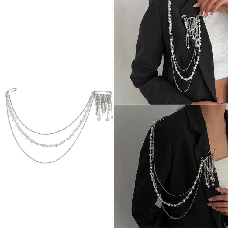Artistic Tassels And Pearls Brooch Eye Catching Multi Strands Fringe Brooch Jewelry For Casual Or Formal Wear