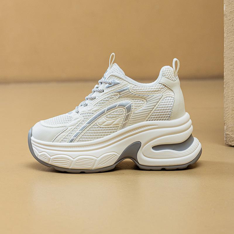 

Увеличение роста на 8 см кроссовки папашки Париж женские осень 2025 новая универсальная обувь обувь на платформе легкая внутренняя высота увеличение женская обувь 34 бежевый