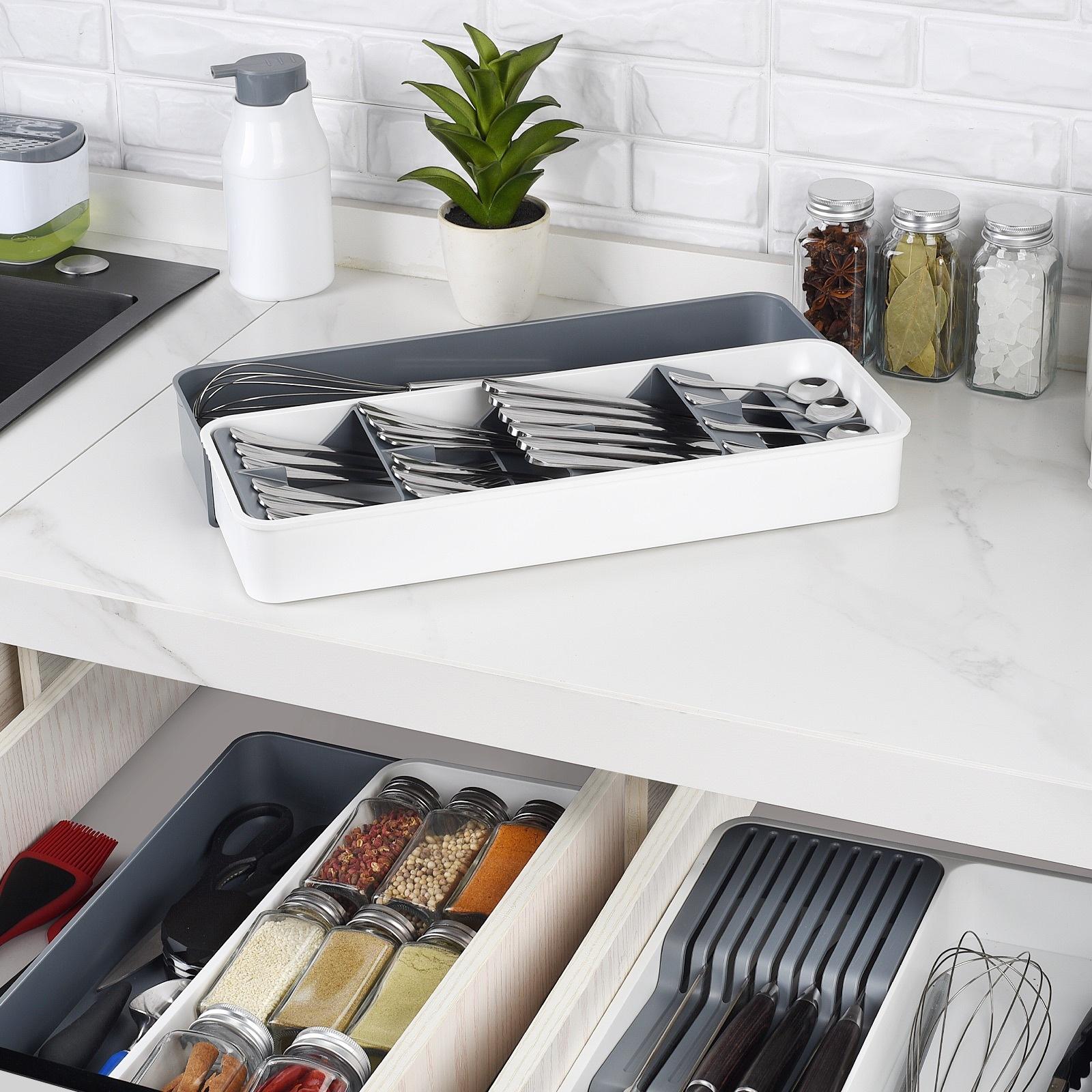 

Drawer Organizer Divider, Expandable Cutlery Tray for Knife Fork Spoon Chopsticks one size