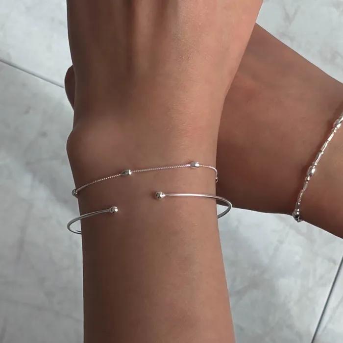 925 Slim ball bangle bracelet