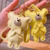 Creative Leather Diamond Bow Tie Bear Keychain Pendant Female Cute Couple Car Bag Keychain Pendant