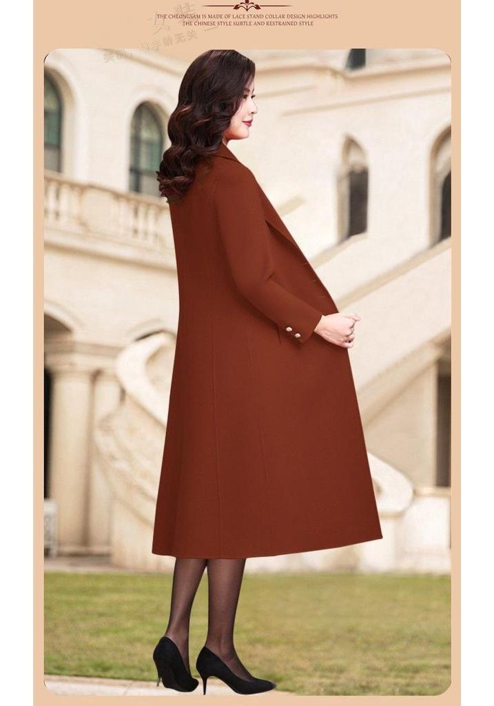 Cappotto Antivento in Lana Snellente da Donna - Sopra il Ginocchio, Caldo, per Primavera, Autunno, Inverno