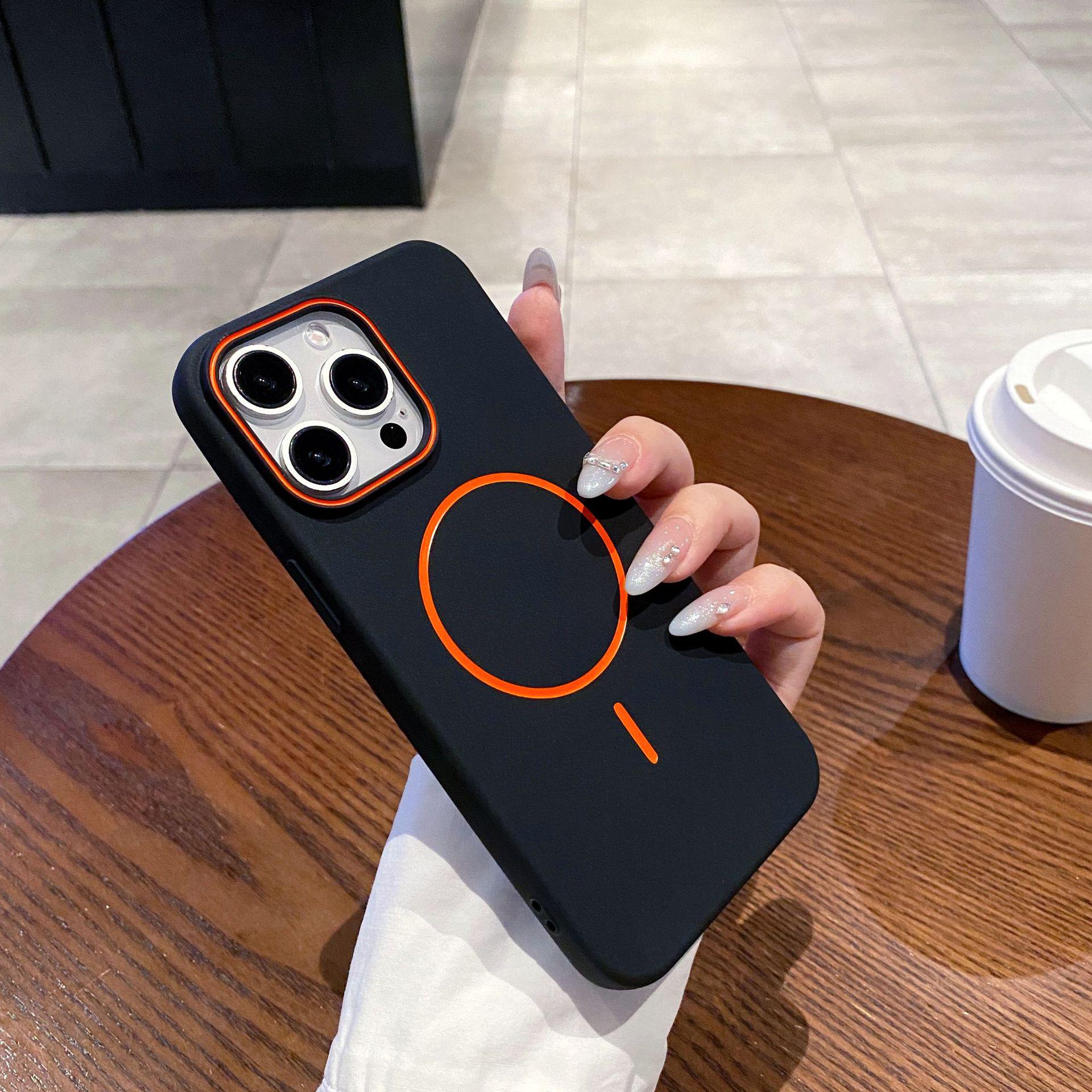 

Тонкий чехол-кольцо с магнитом Apple 16 Pro Max в стиле колор-блок для iPhone 15 Pro - Мягкий чехол из ТПУ с покрытием drop oil, приятный на ощупь iPhone 12 Pro Max чёрный