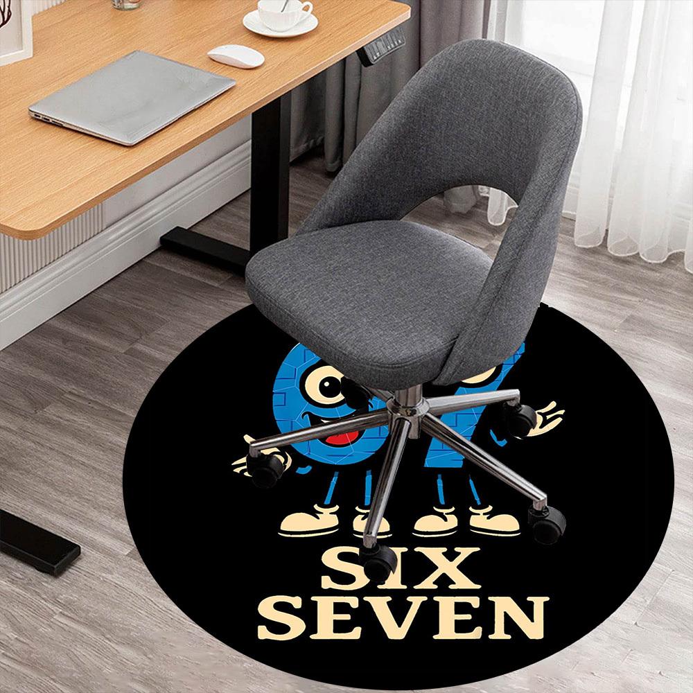 

1pc Six Seven Round Chair mat office Area Rug - Non-Slip, Floor Mat for Office, Bedroom, and Indoor Decor p127162 80cm by 80cm