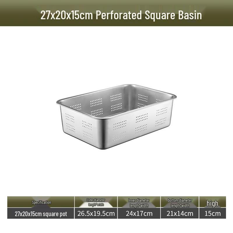 Commercial 304 Stainless Steel Square Perforated Drain Basin