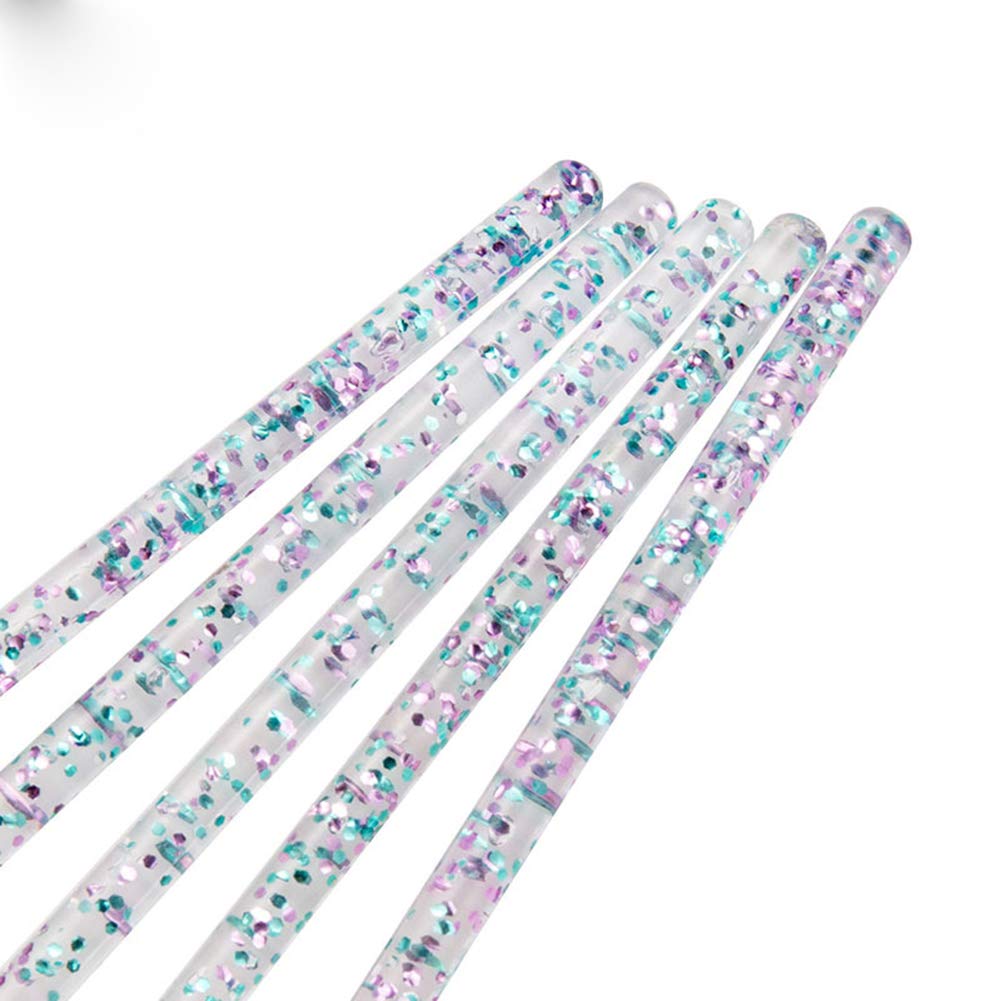 5 Pcs Crystal Handle Acrylic Powder Nail Brushes UV Gel Drawing Painting Brushes Carving/Extension Pen Professional Nail Tools