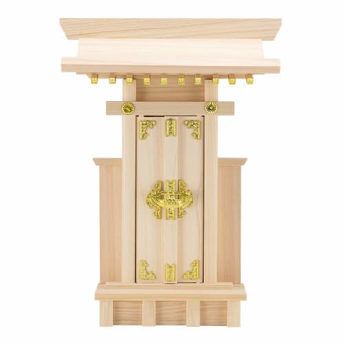 Buddhist Altar Shop Takita Shoten's Shinto Shrine (Omiya) with Sleeves (35cm High X 27cm Wide) - A Cypress Shrine for Enshrining Sacred Talismans. [Ce
