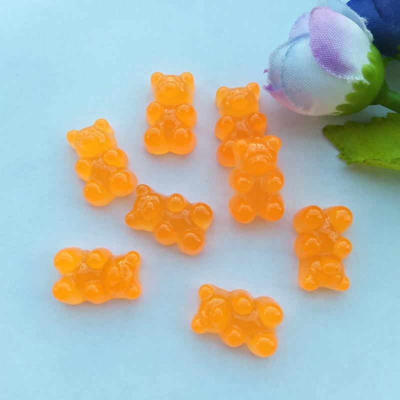 20pcs Mix Colors Resin Bear Sweet Candy Flatback Cabochon  Miniature pattern applique ornament craft DIY scrapbook