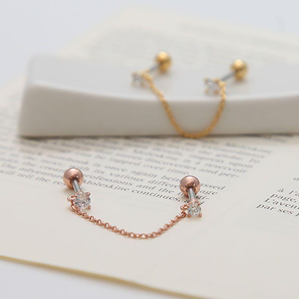 Fashion Piercing Cubic Two-Pin 3-Piece Set, Choose 1, One-Sided Sale