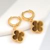 Womens Four Leaf Clover Earrings 18K Gold Plated Red Agate Luxury Fashion Jewelry