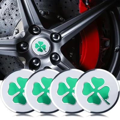 4 Stück 56mm Auto-Radnaben-Aufkleber mit vierblättrigem Klee-Emblem für alle Autos