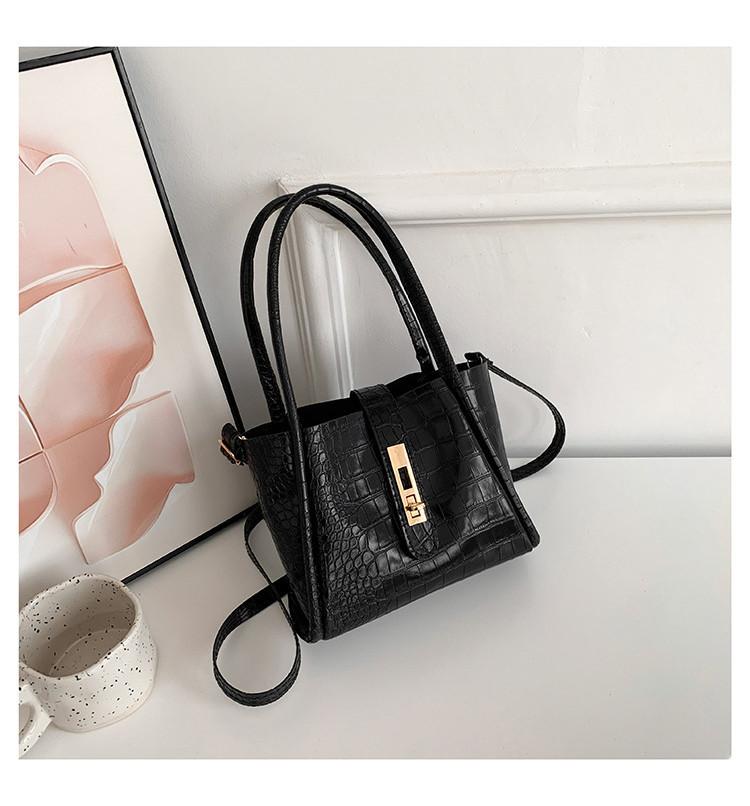 

Stylish Urban Minimalist Crocodile Pattern Mother Commuter 2024 New Large Pu Shoulder Crossbody Tote Bag Women Brown чёрный