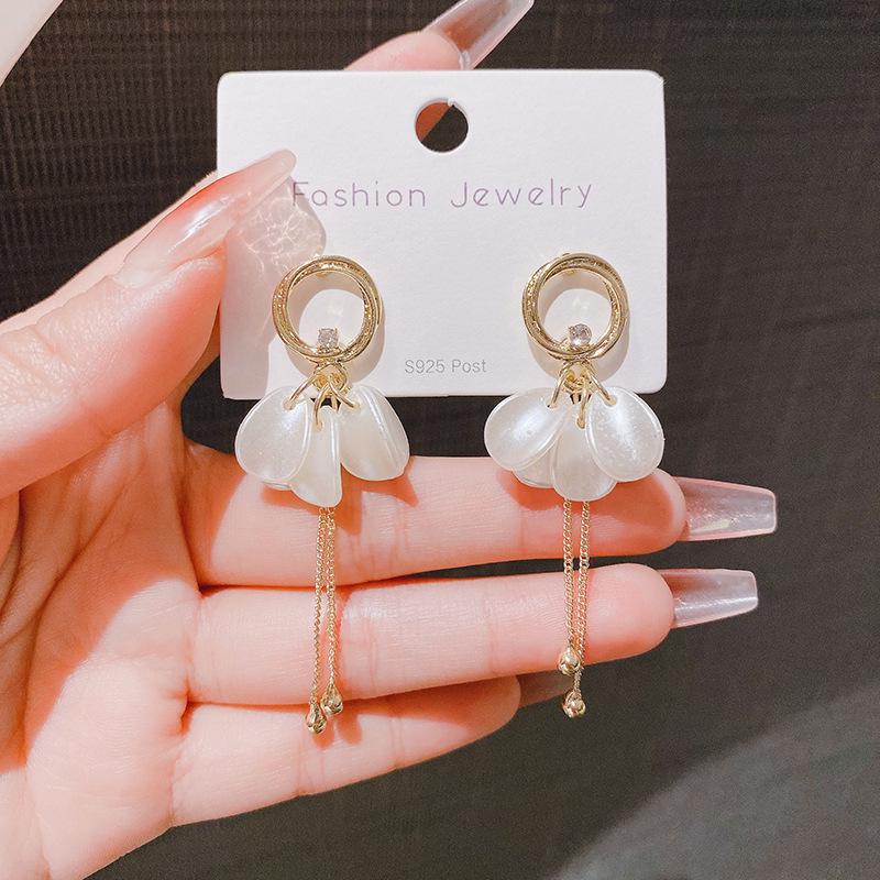 Korean Ins Style 2022 Trendy 925 Silver Needle Tassel Earrings for Women Electroplated сплава