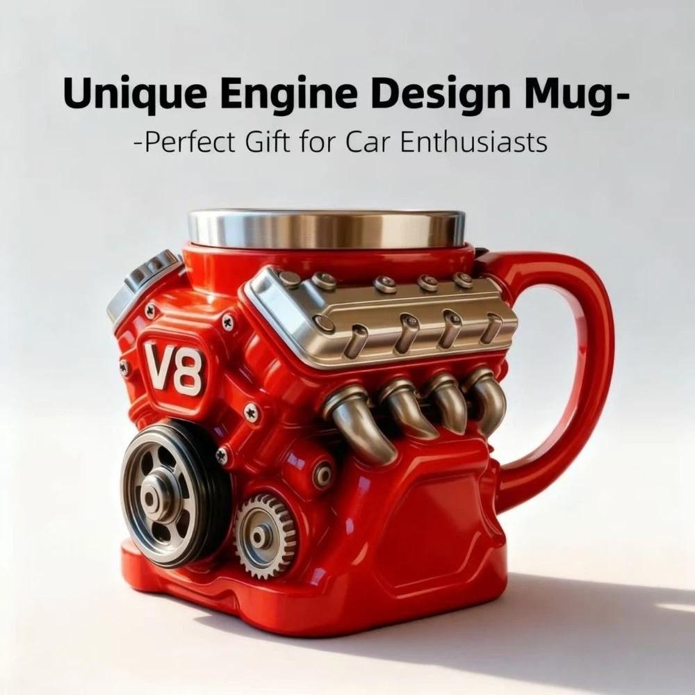 Retro V8 Engines Stainless Steel Cup Double Wall Insulation Car Mug  Gifts for Men and Boys