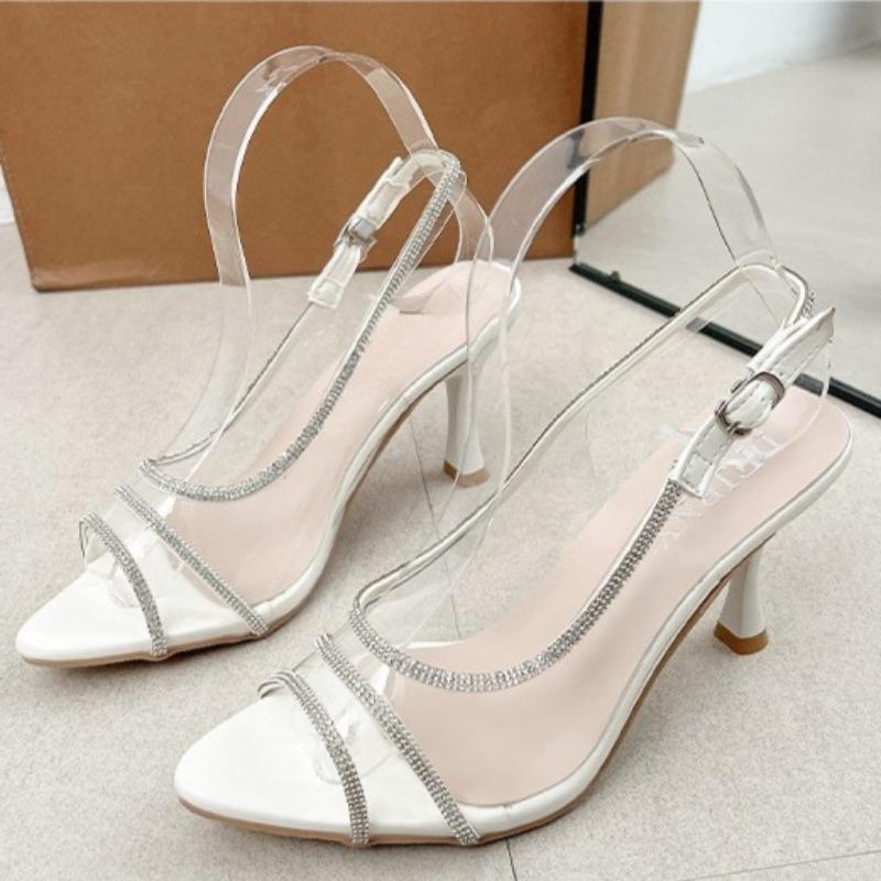 

Fashion Vintage Everything Fashion Shoes New Fashion Personality Rhinestone Transparent Belt Lightweight One-line Strap Sandals 42