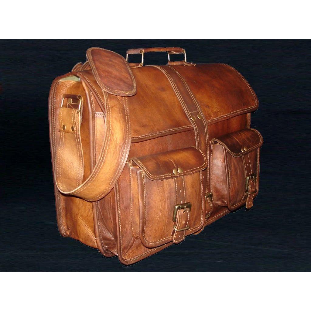 Men's Genuine Vintage Leather Messenger Bag Shoulder Laptop Bag Briefcase