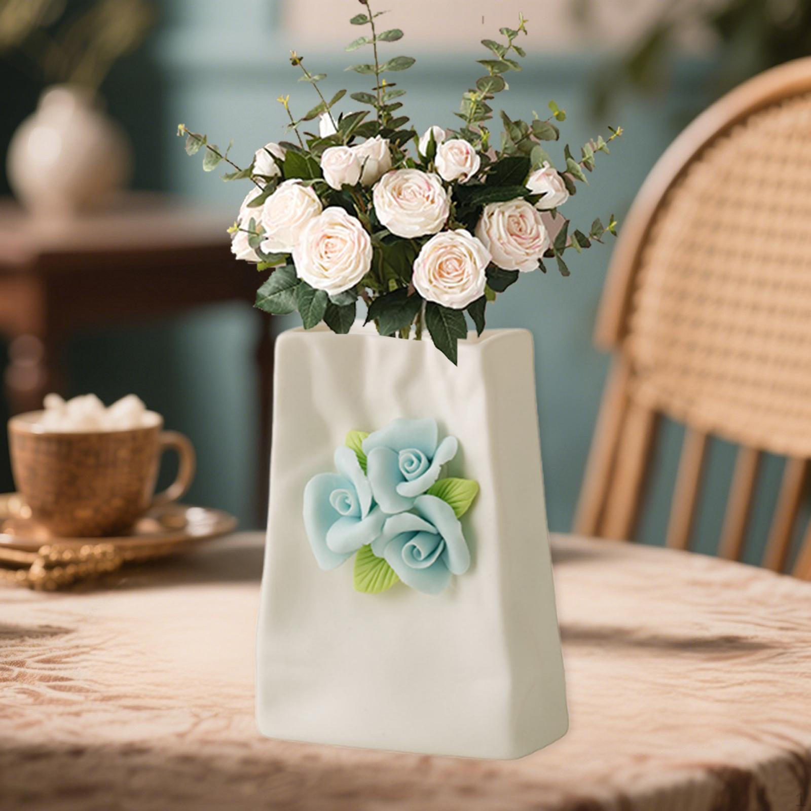 

Chinese Handmade Porcelain Flower Vase Holder Desk Decoration Flowerpot for Holidays Birthday синій