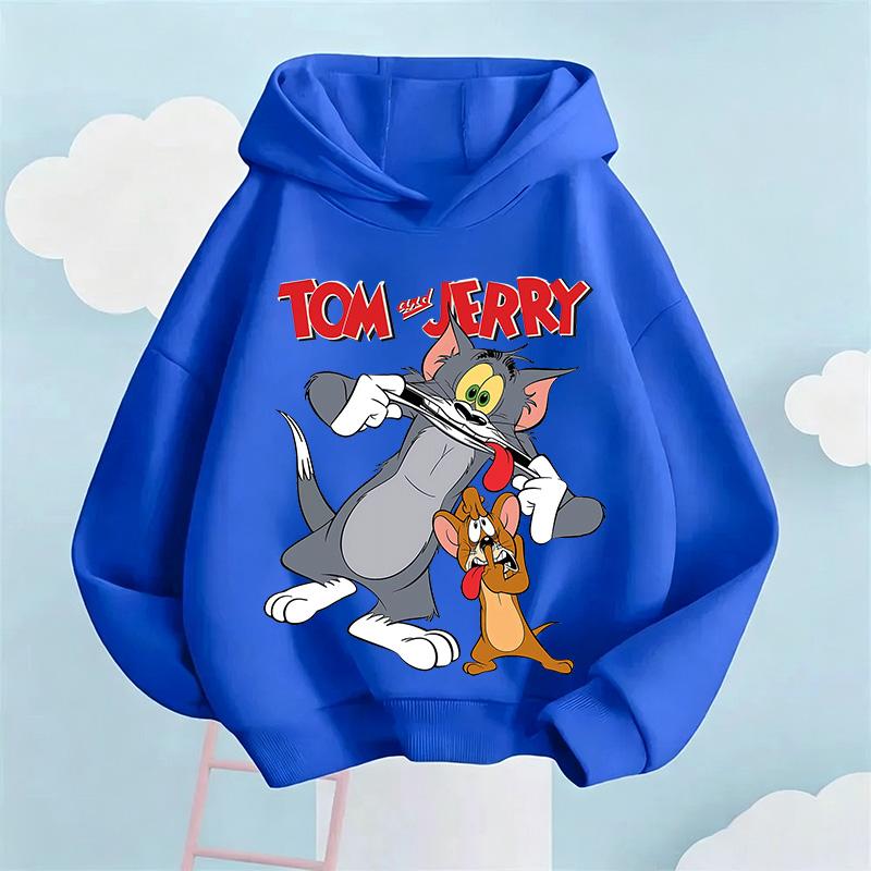 2026 New Autumn Boys Girls Hoodies Cartoon Print Children's Tom Jerry  Autumn Winter Long Sleeve Sweatshirt Cute Girls Hoodies