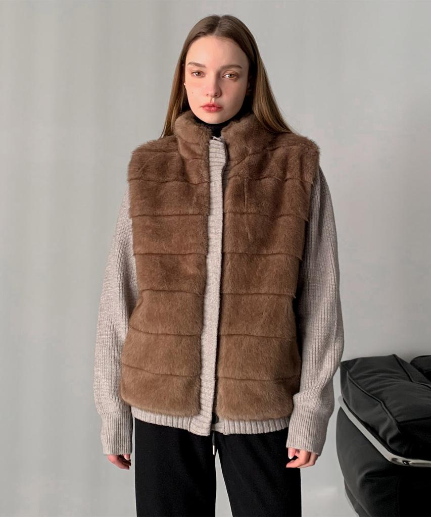 Vascara Faux Fur Knit Cardigan