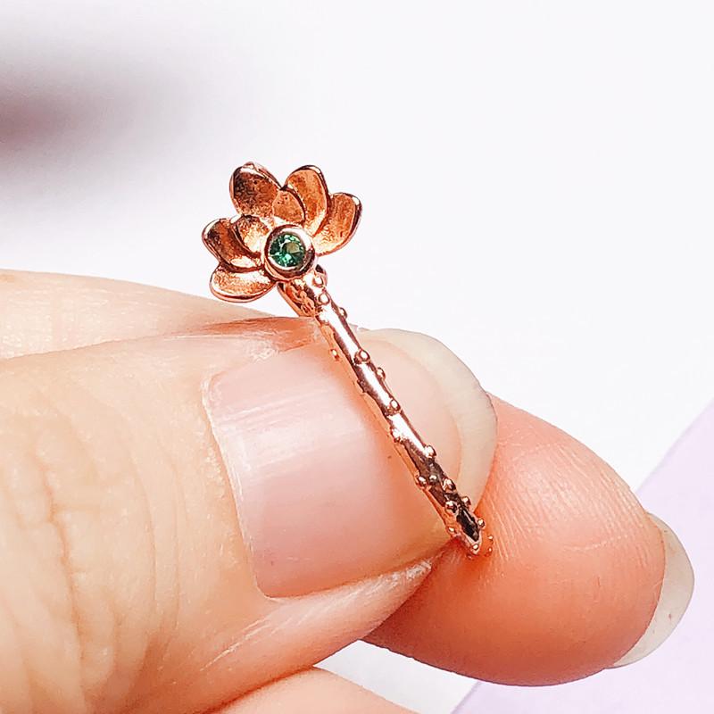 Sterling Silver S925 Jade Amber Flower Clip with Long Needle Buckle