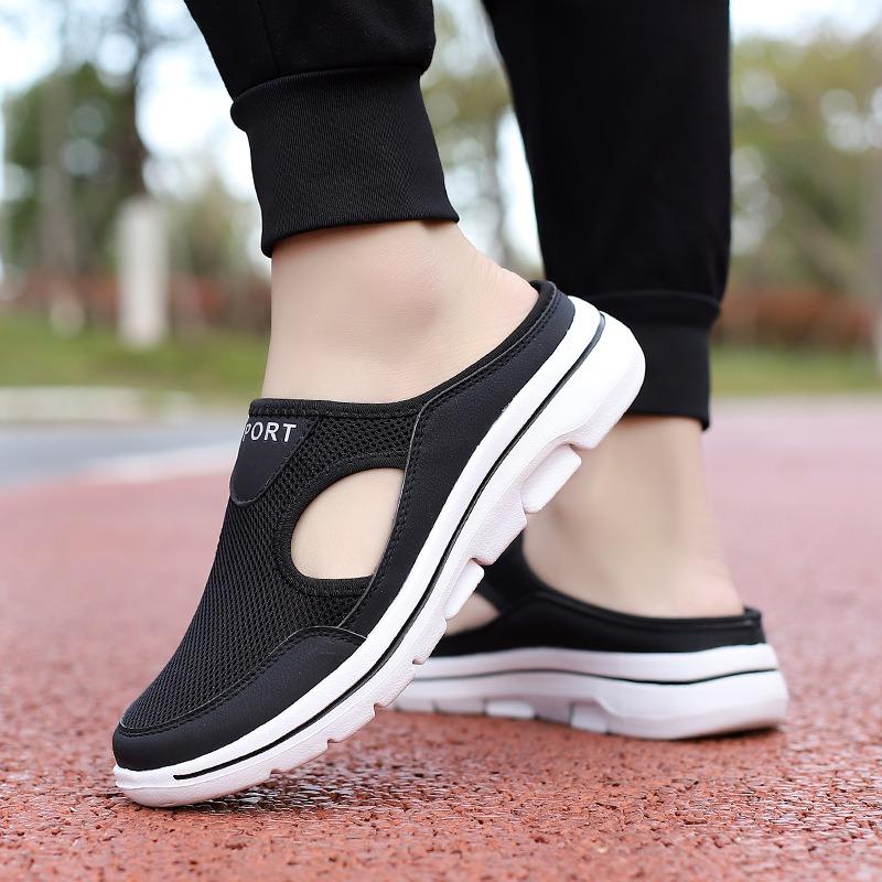 Große Freizeitschuhe Halbschale Damenschuhe Einzelne Schuhe Plateau Ein-Pedal-Sandalen Netz Ultra-Leicht Atmungsaktiv Paare Schuhe