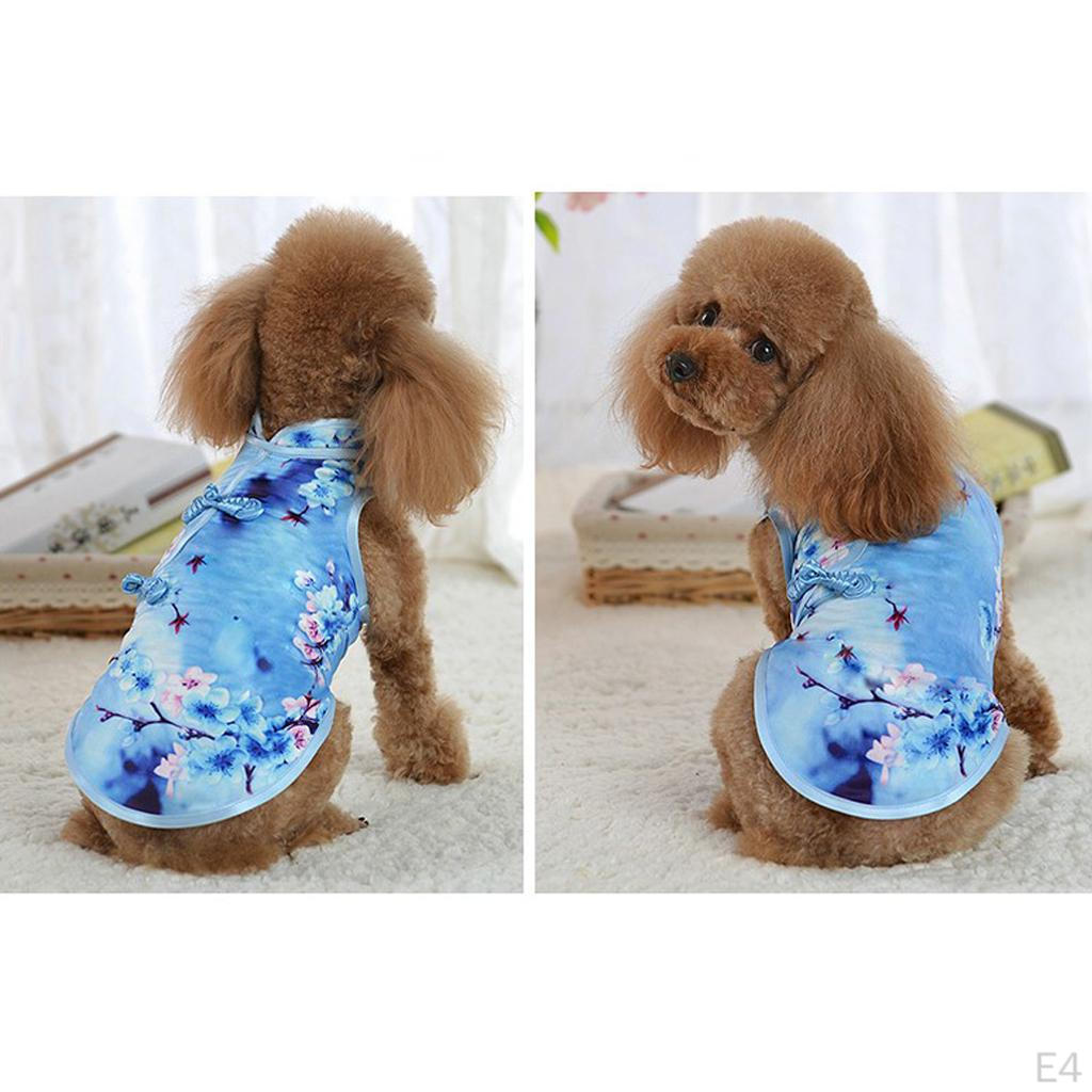 Cat Pet Clothes Chinese Style Cheongsam Dog Puppy Dress Shirt XS M L