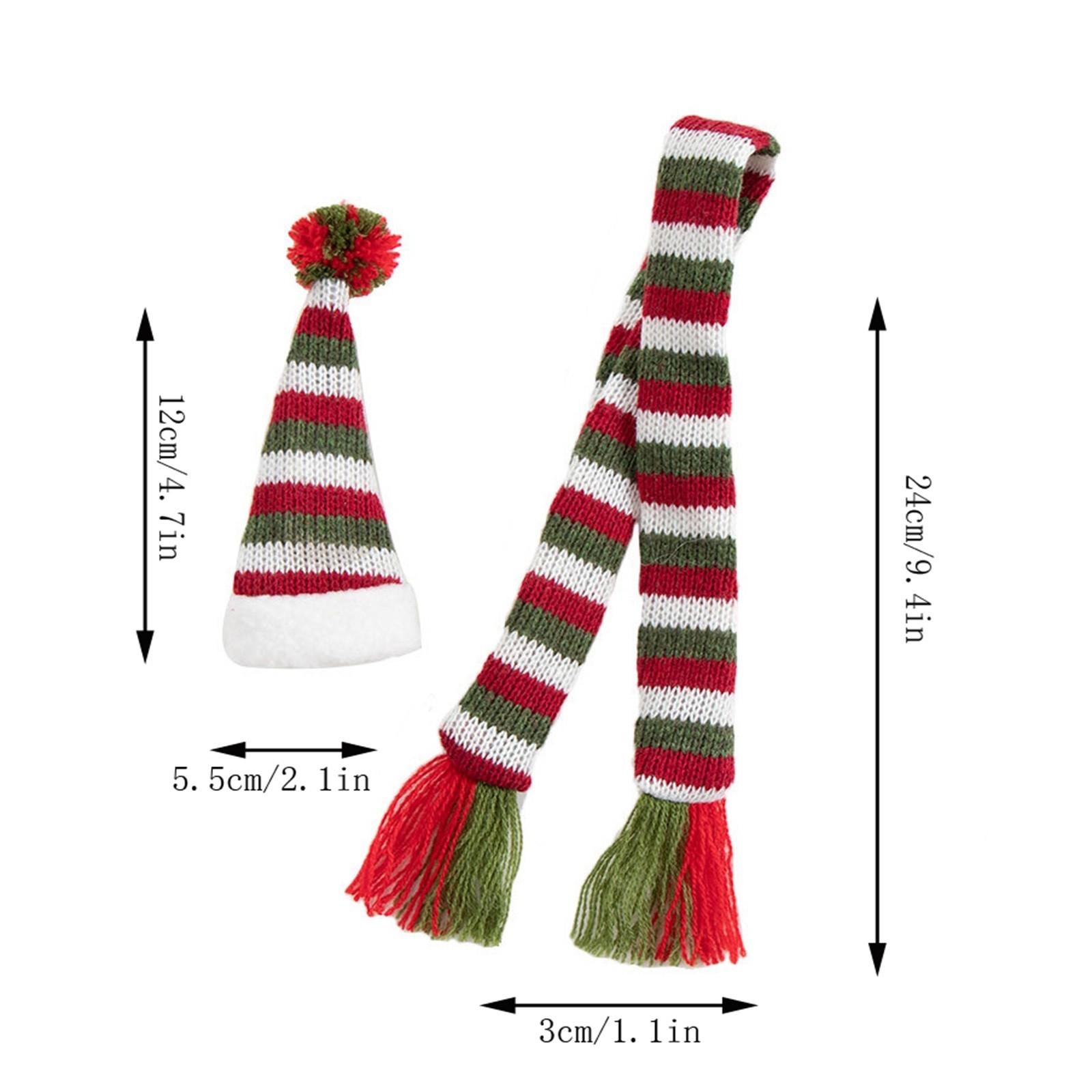 

2 шт./комплект шарф и шапка вязаные красные винные бутылки украшения новинка шарф медведь кисточка Санта-Клаус шапка для дома рождественские украшения One Size