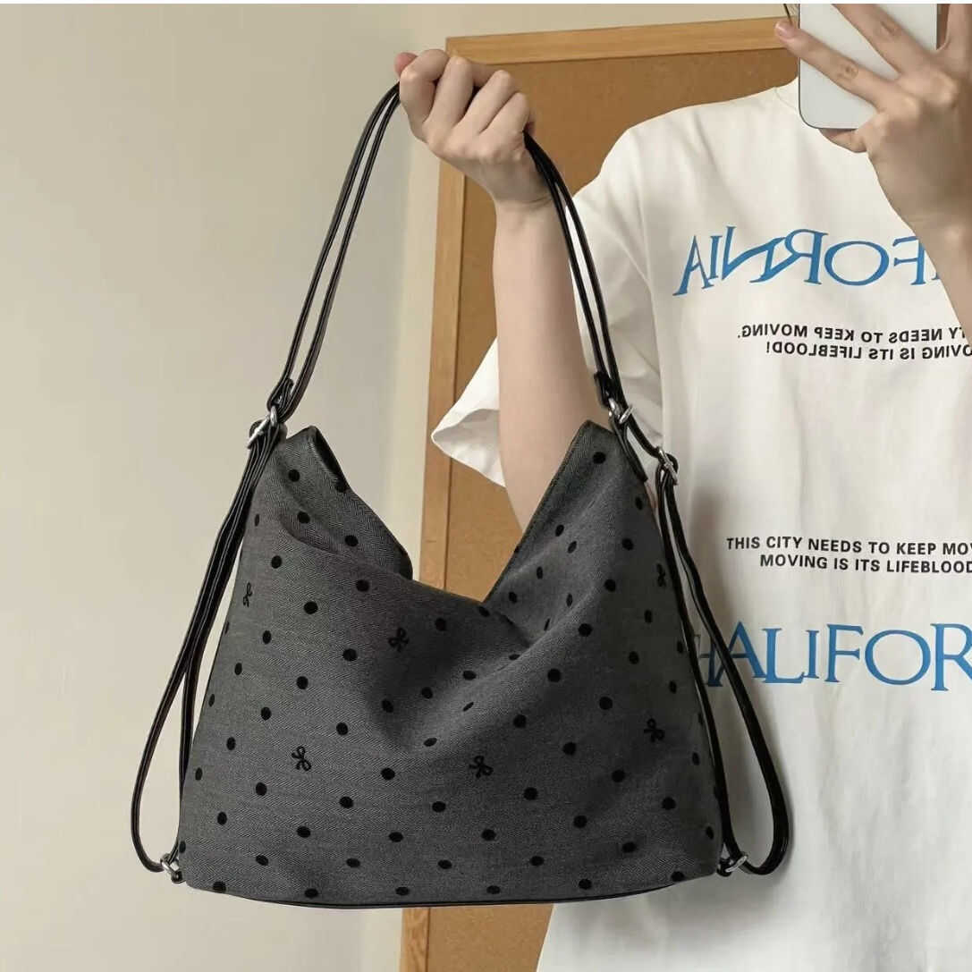 

Свежий Холщовый Мешок в Горошек Одно Плечо Диагональный Плечевой Рюкзак Модная Универсальная Сумка Для Езды На Город