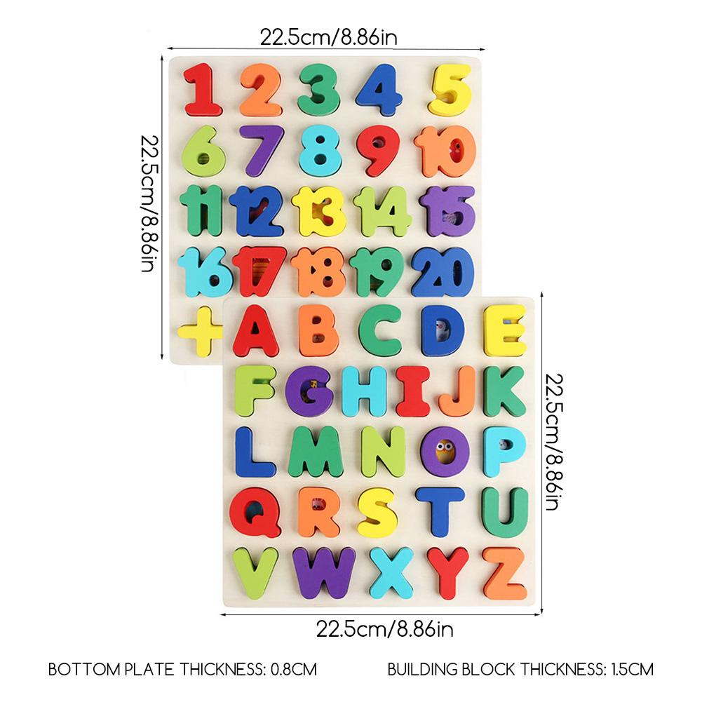 Wooden Puzzles for Toddlers Thickened Montessori Alphabets Number Puzzle Board Educational Matching Game for Children