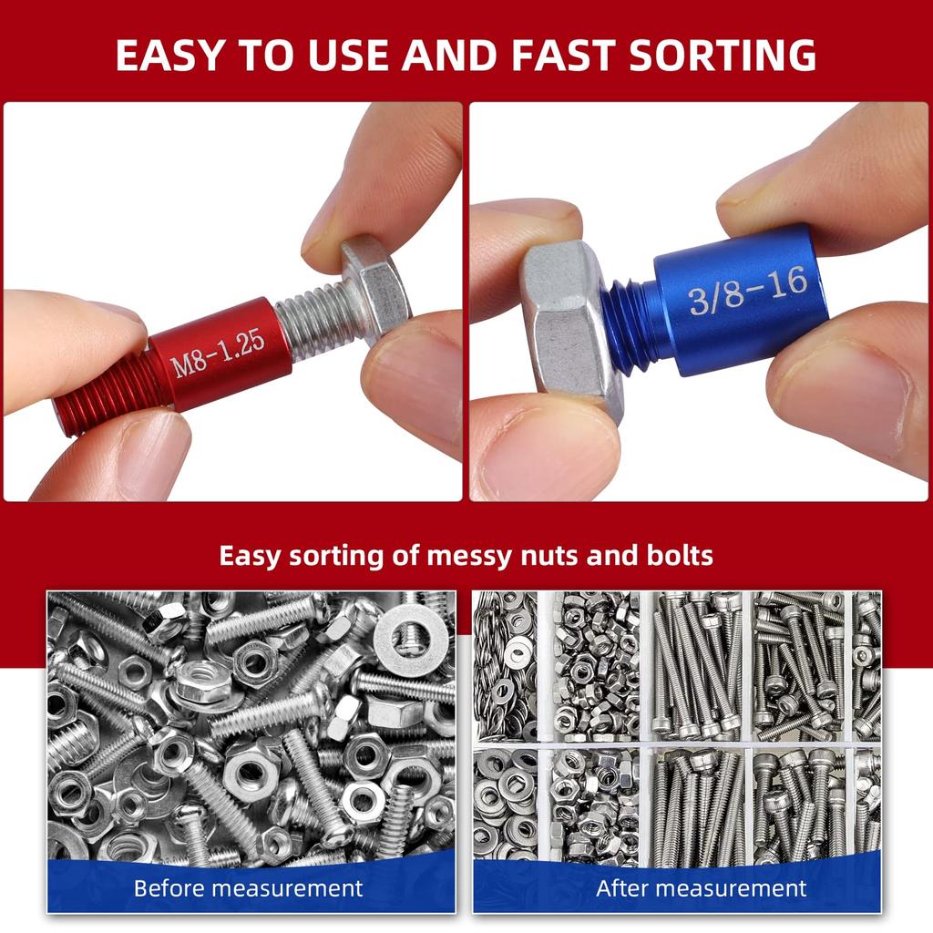 Set de 26 bucăți pentru piulițe și șuruburi (Rosu si albastru)