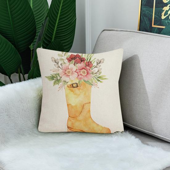 45x45CM Easter Pillow Case Bunny Egg Flower Boot Reusable Holiday Decoration Sofa Bedroom Square Throw Pillow Cushion Cover Festival Gift
