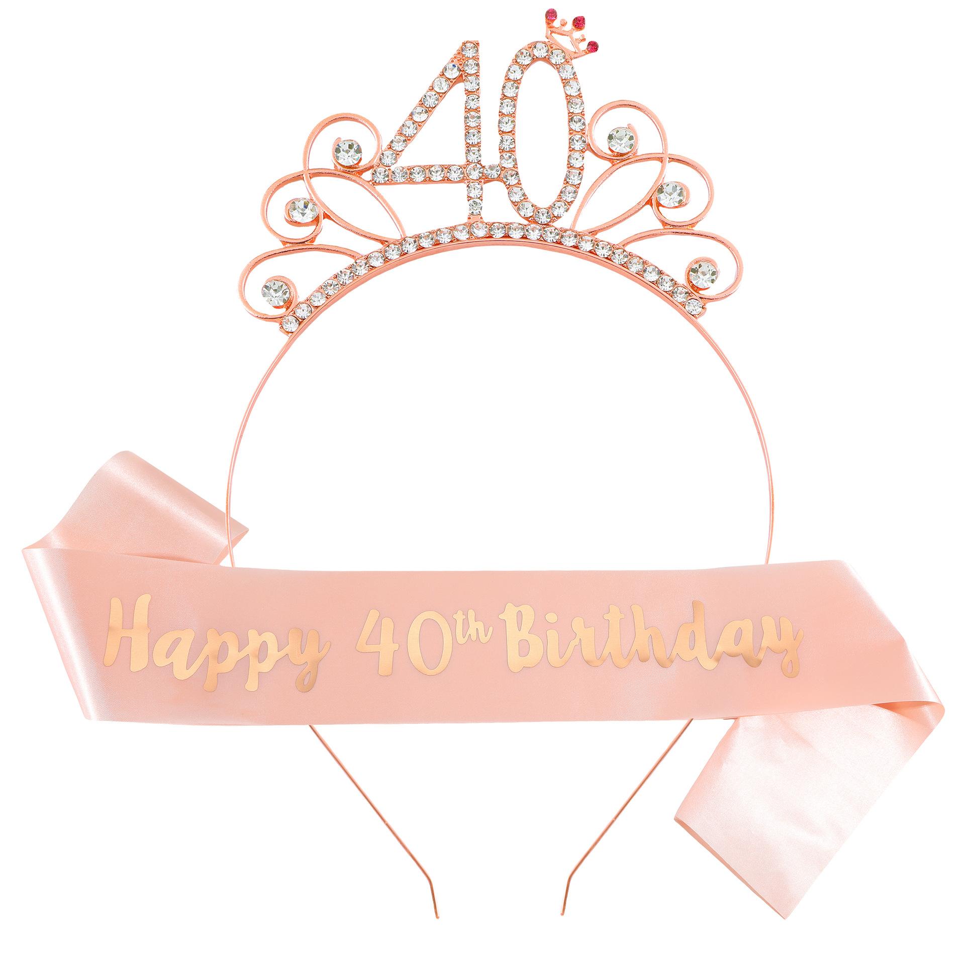 Birthday Headband Shoulder Strap Set Party Crown Ribbon Decoration One size