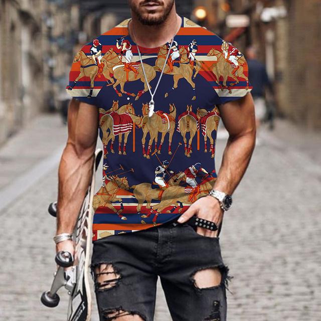 2022 Luxury High-end Pattern 3D Print Men's T Shirt O Neck Short Sleeve Funny Streetwear Summer Loose Male Oversized Tops Tees