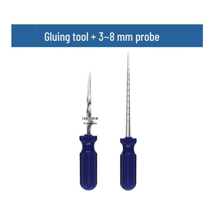 Tire Repair Kit: Spiral Applicator, Wound Detection Probe, Awl, Mushroom Plug Tool