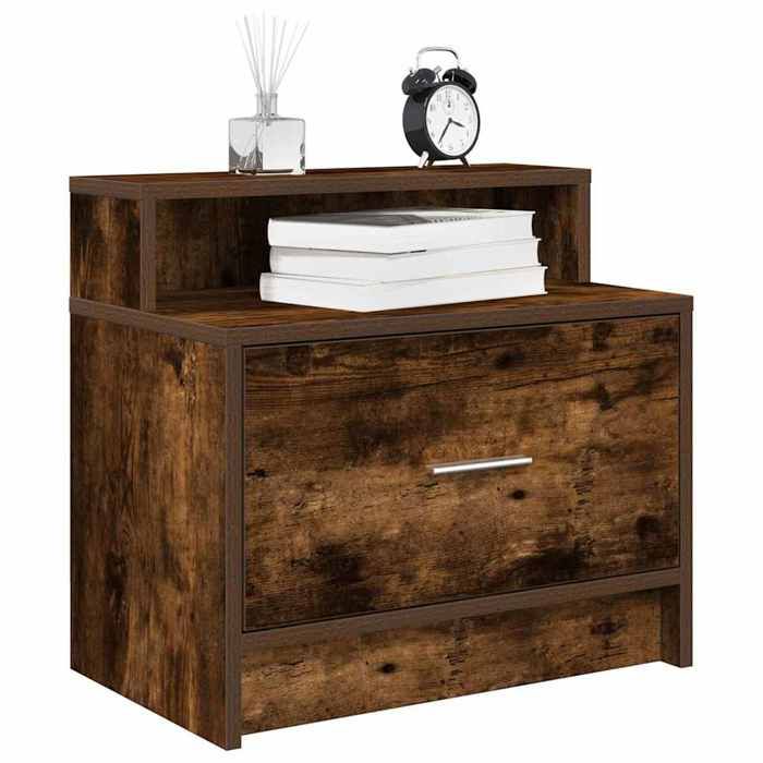 VidaXL Bedside Tables with Drawer 2 Pcs Smoked Oak 51x31x47 Cm, Side Table, Bedside Cabinet, Side Table for the 858677