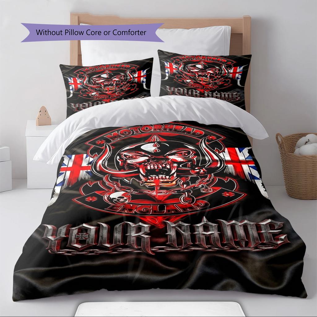 Set Biancheria da Letto Personalizzato con Nome e Motivo Motörhead Copripiumino Federa Decorazione per la Casa Regalo (1 * copripiumino + 2 * federa, senza nucleo)