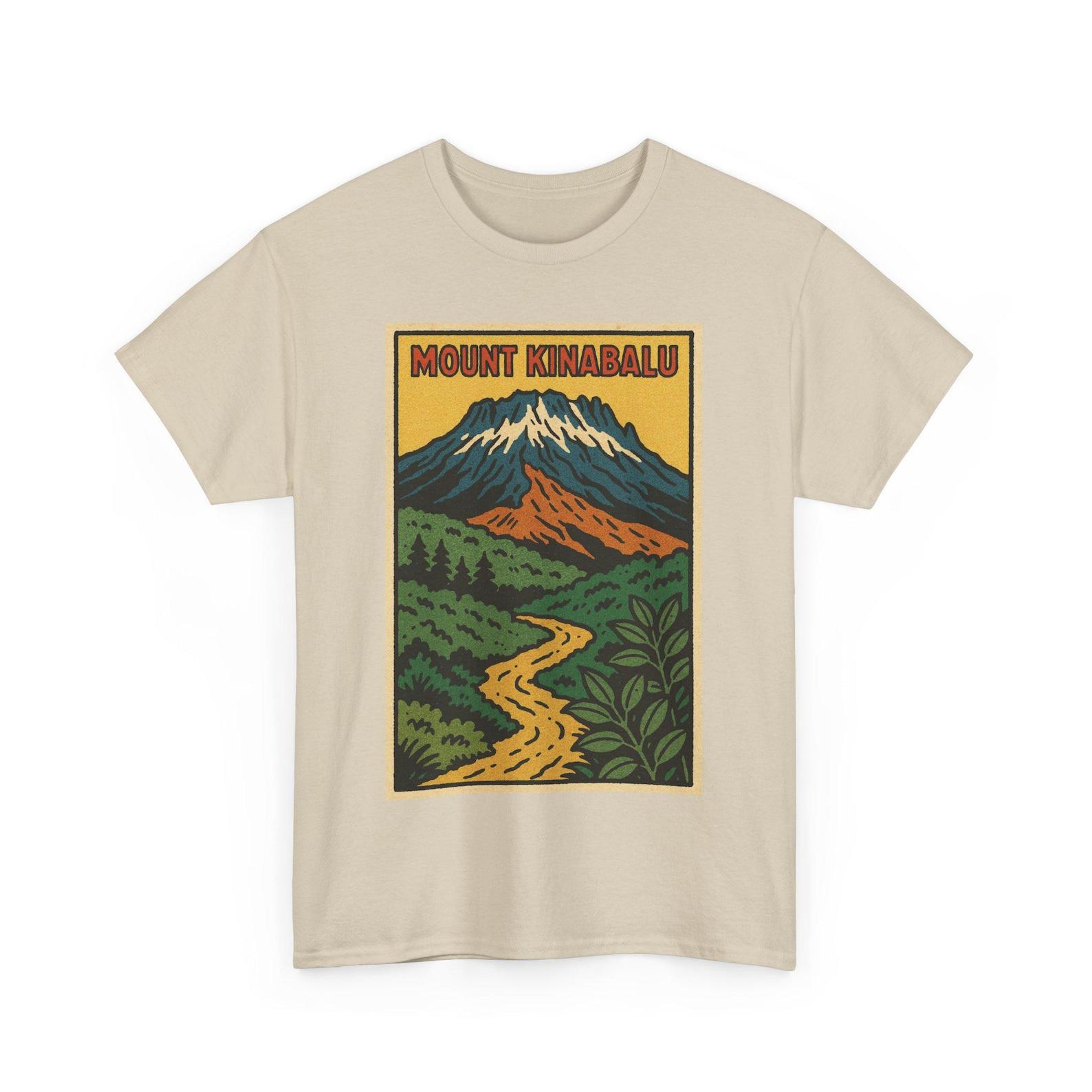 Mount Kinabalu T-Shirt: Retro Comic Style, Borneo Trekking Tee L