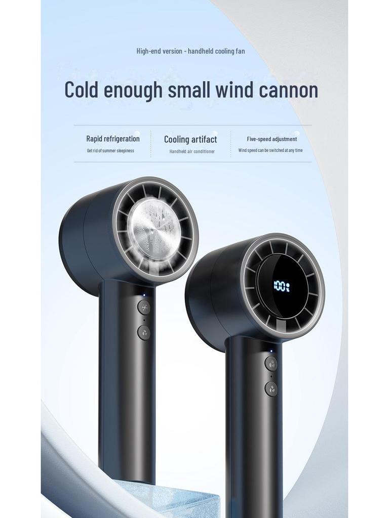 2025 USB Portable Mini Turbine Ice Fan: 100-Speed Digital Display Outdoor Handheld